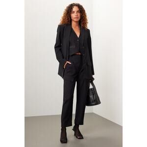 ANOTHER TOMORROW Black Cotton Front Button Fly Cargo Style Trouser Pant Size 42